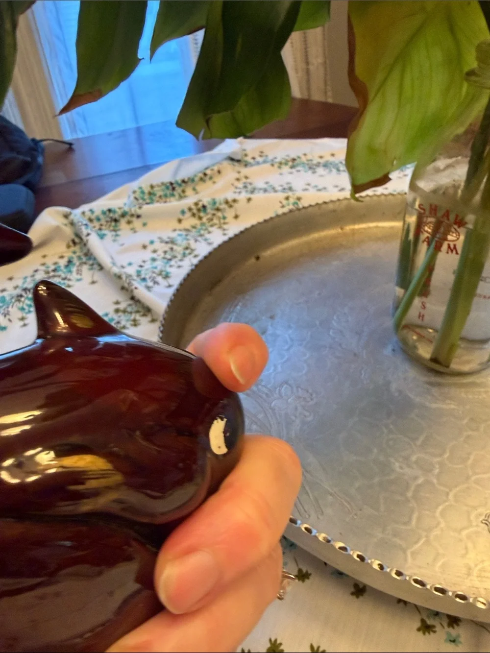 Brown Ceramic Whale ashtray vintage 70s!